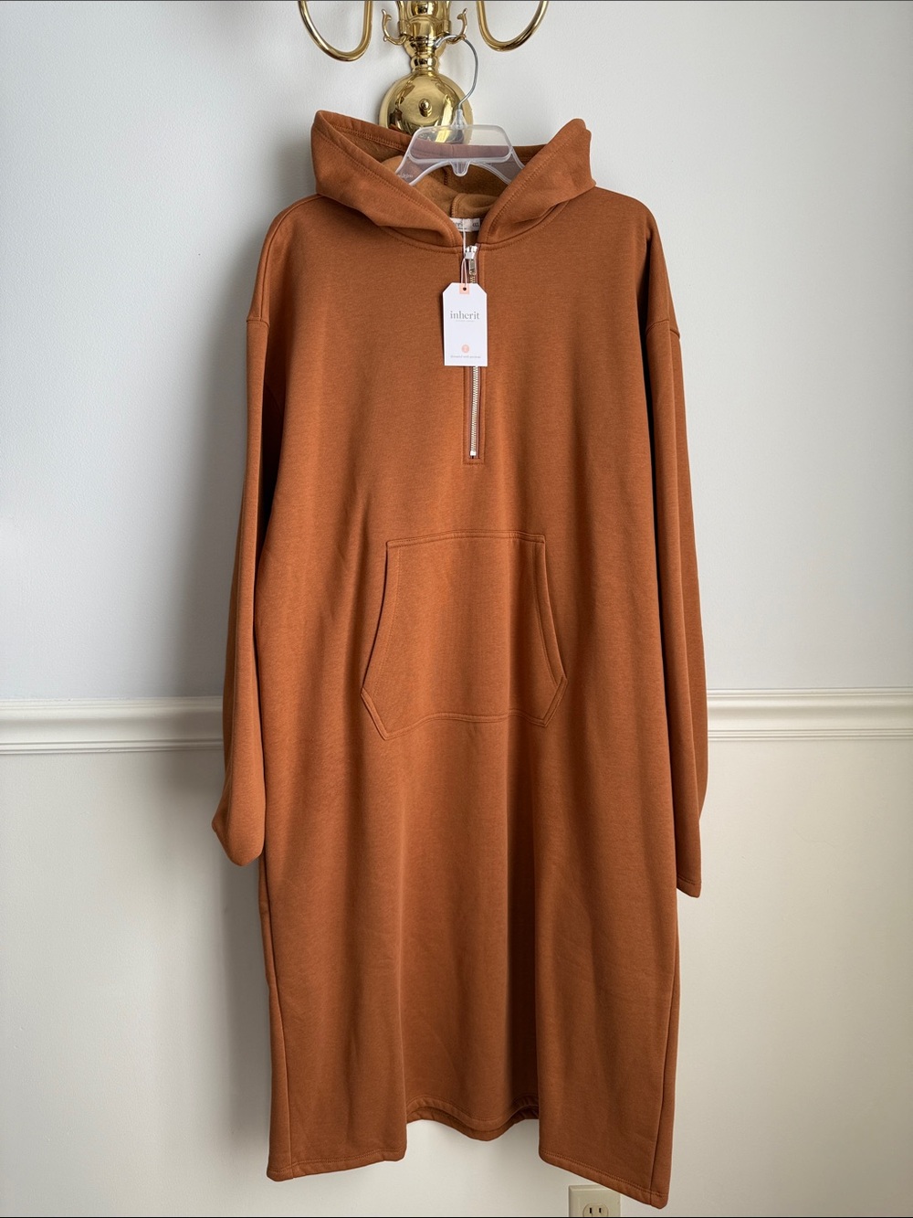 Inherit Olympia Dusty Camel Hooded Sweatshirt Dress
